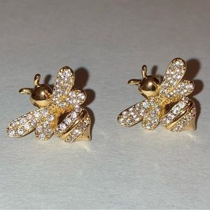 Gold Bee Stud Earrings Classic Summer Formal Birthday Cocktail Insect Jewelry